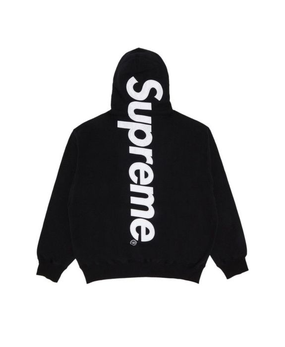 Худи Supreme Satin Sweatshirt Black Big Logo Hoodie суприм Оригинал