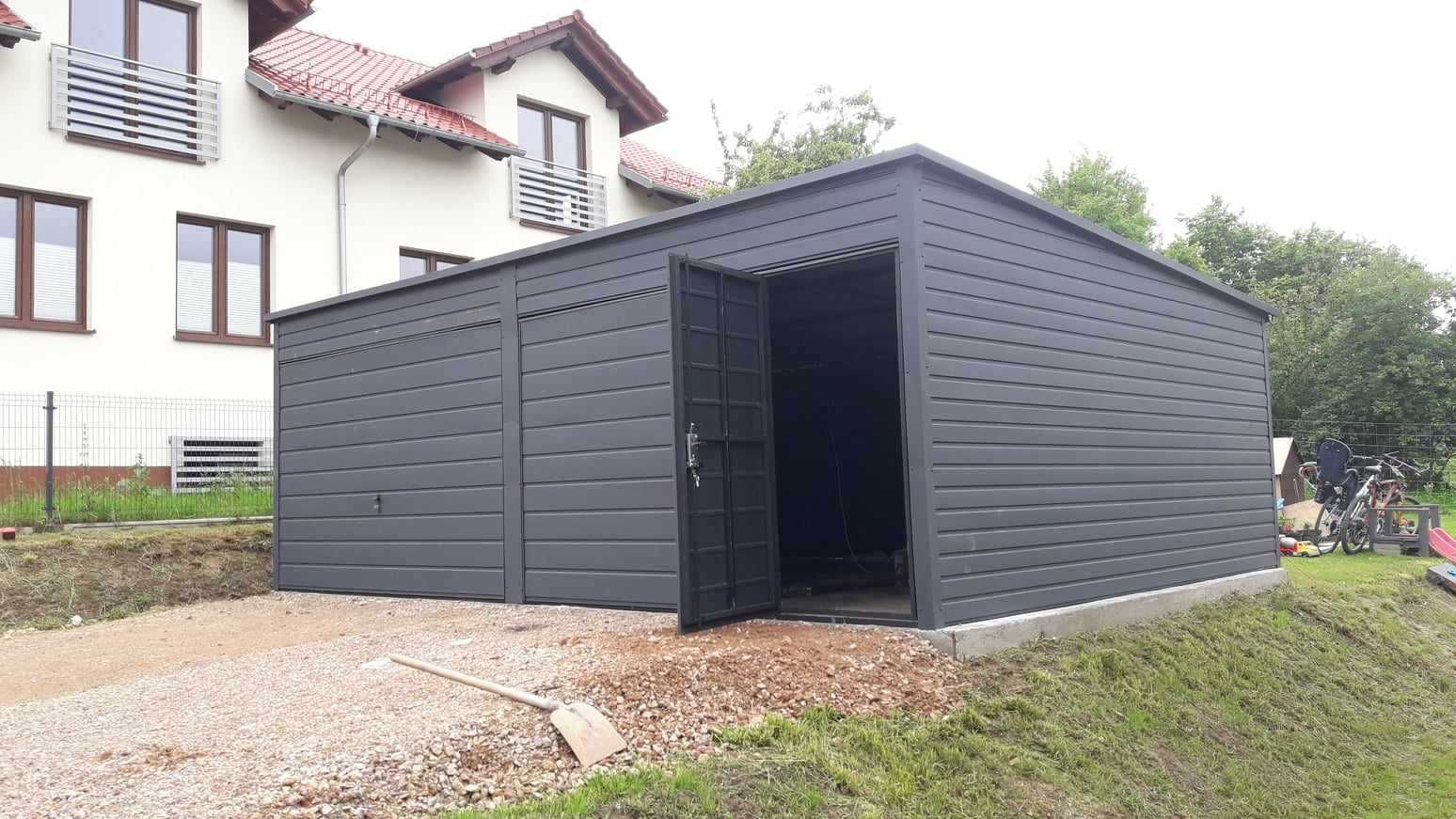 Garaż blaszany dwustanowiskowy grafi 7x5m (garaz na wymiar , 8x6 9x7)