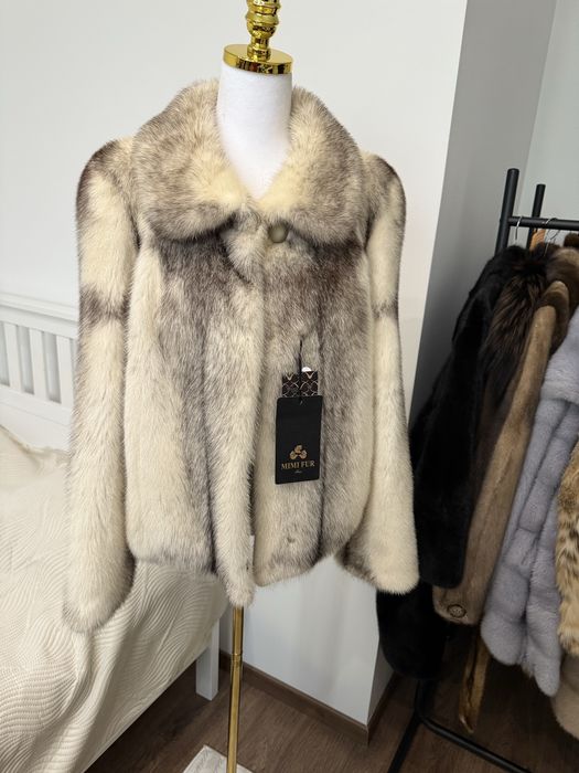 Futro naturalne z norek nowe, Black Cross L XL