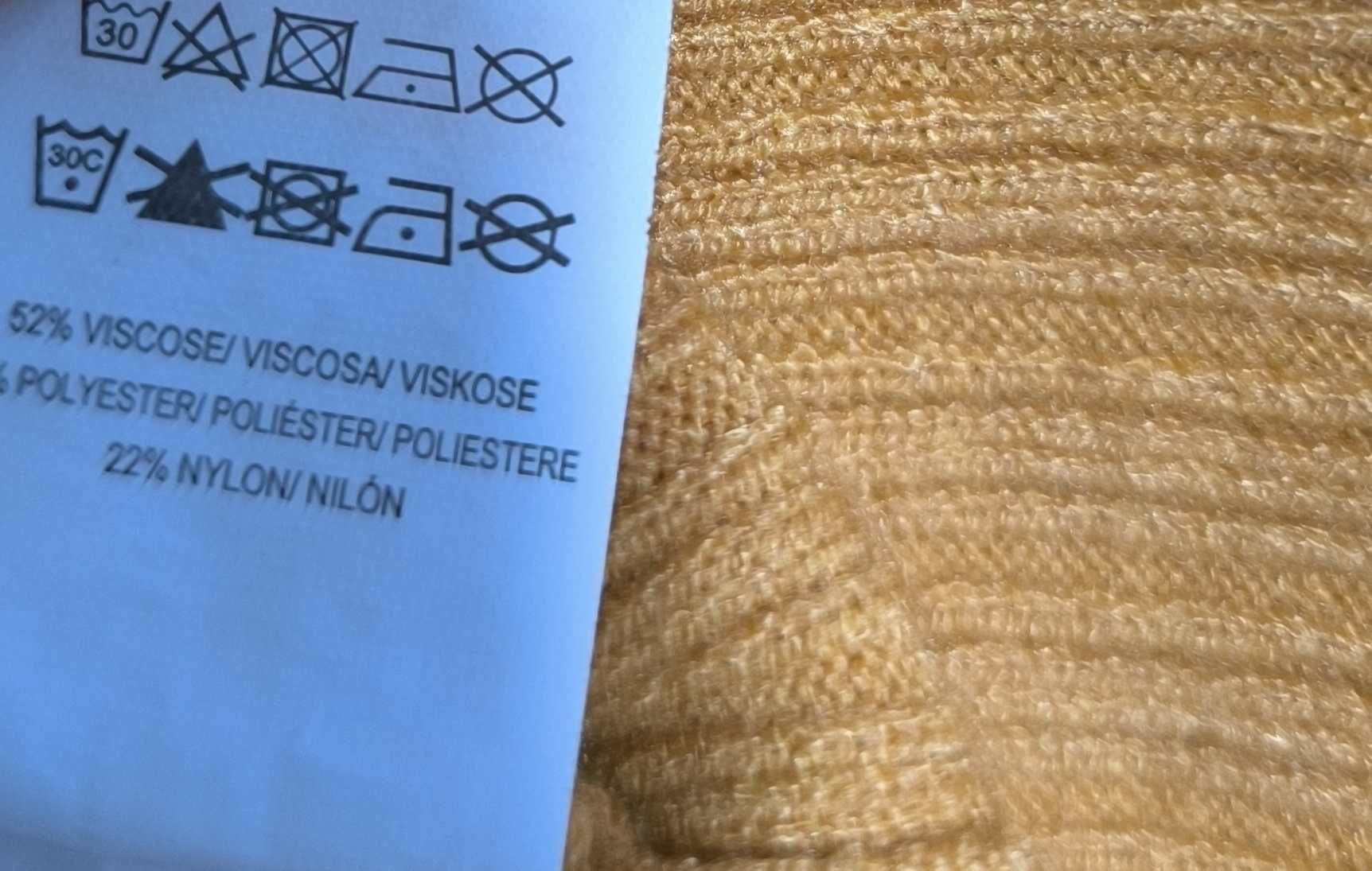 Musztardowy półgolf damski, w prążek, S/M, Primark