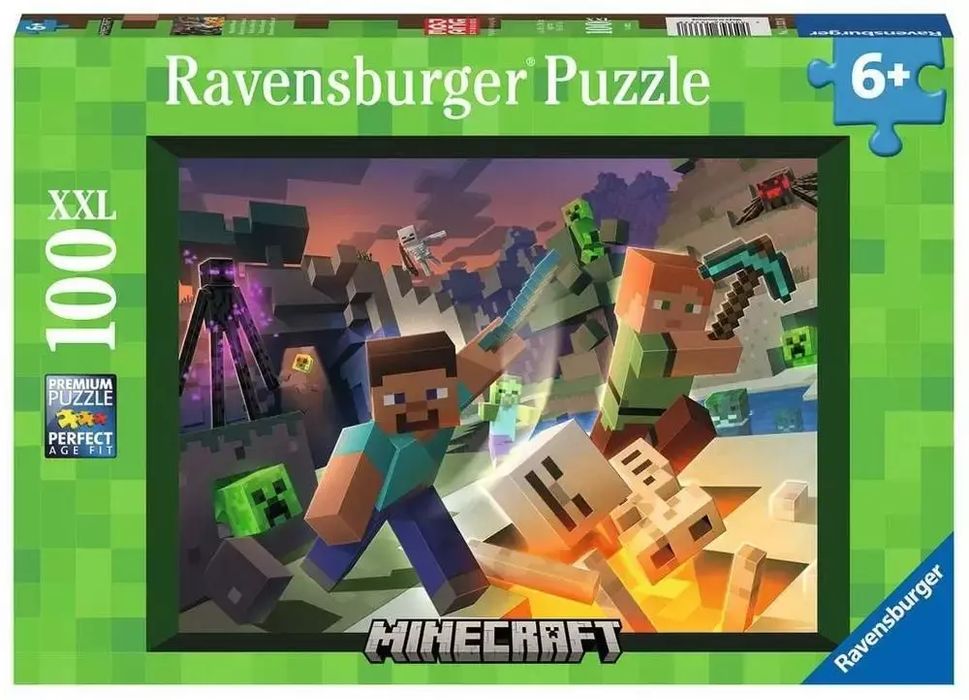 Puzzle 100 elementów XXL. Monster Minecraft. Ravensburger