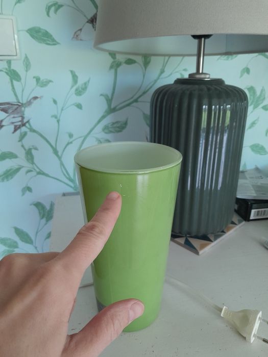Ikea gavik lampa szklana bez klosza zielona vintage szkło