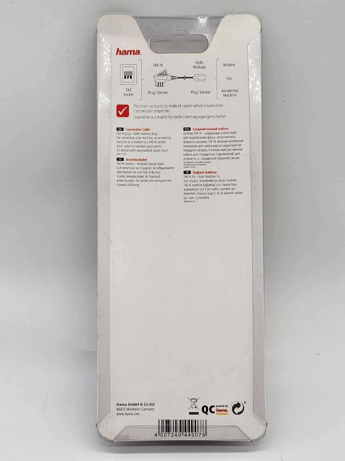 Kabel Hama TAE-N – 6p4c Modular 6m