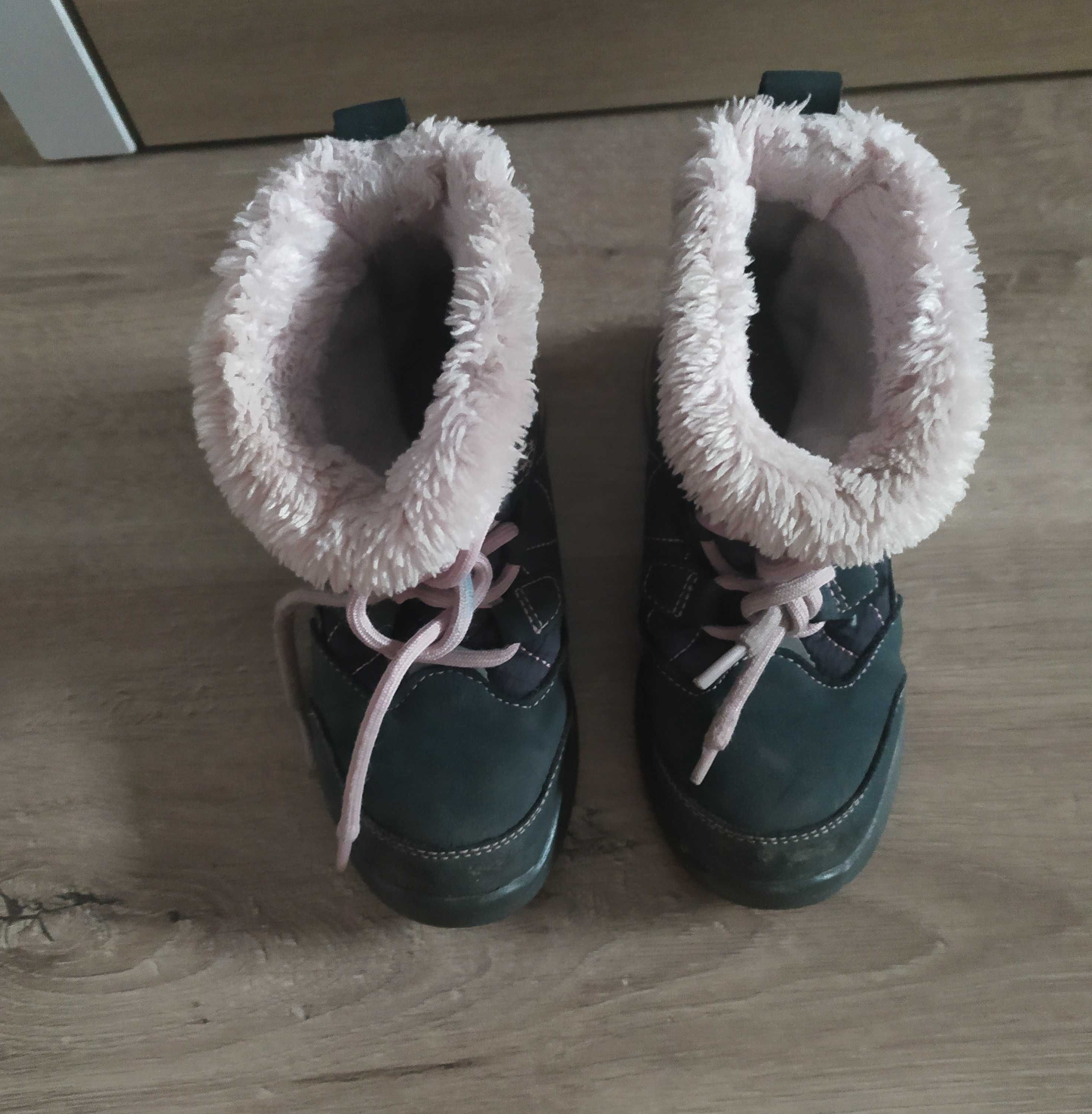 Lupilu granatowe kozaki śniegowce ciepłe różowe futerko r. 28 buty