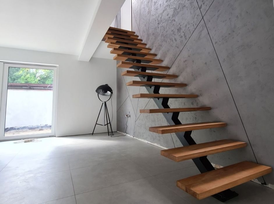 Schody metalowe, stalowe, loft, nowoczesne, dąb, Jesion
