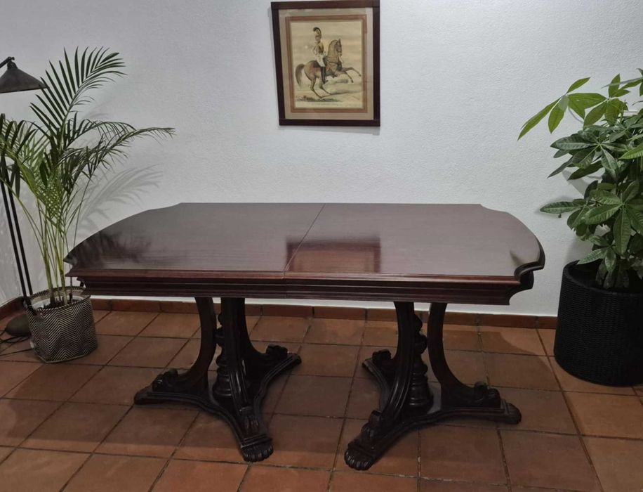 Mesa / Extensível / Clássica / Pé de Galo / Madeira Maciça / Vintage