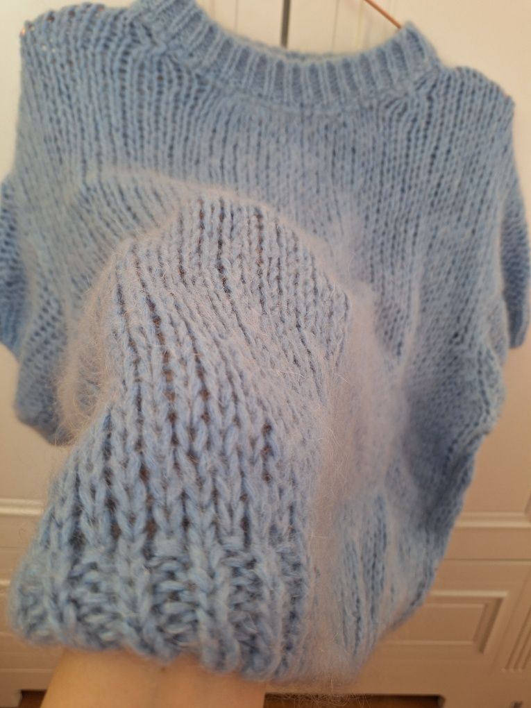 Sweter błękitny baby blue kid mohair