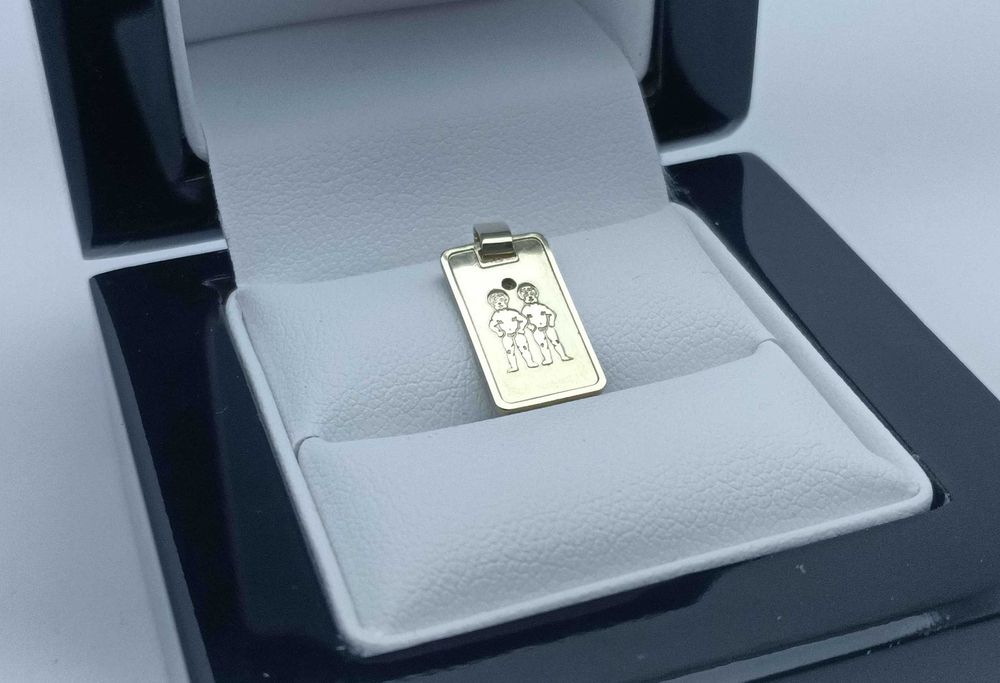 Piękna Złota Zawieszka Sztabka Zodiak Bliźnięta 1,18G P333