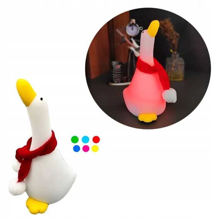 Lampka Nocna Dla Dzieci RGB Kaczka Szalik Ładowana Usb