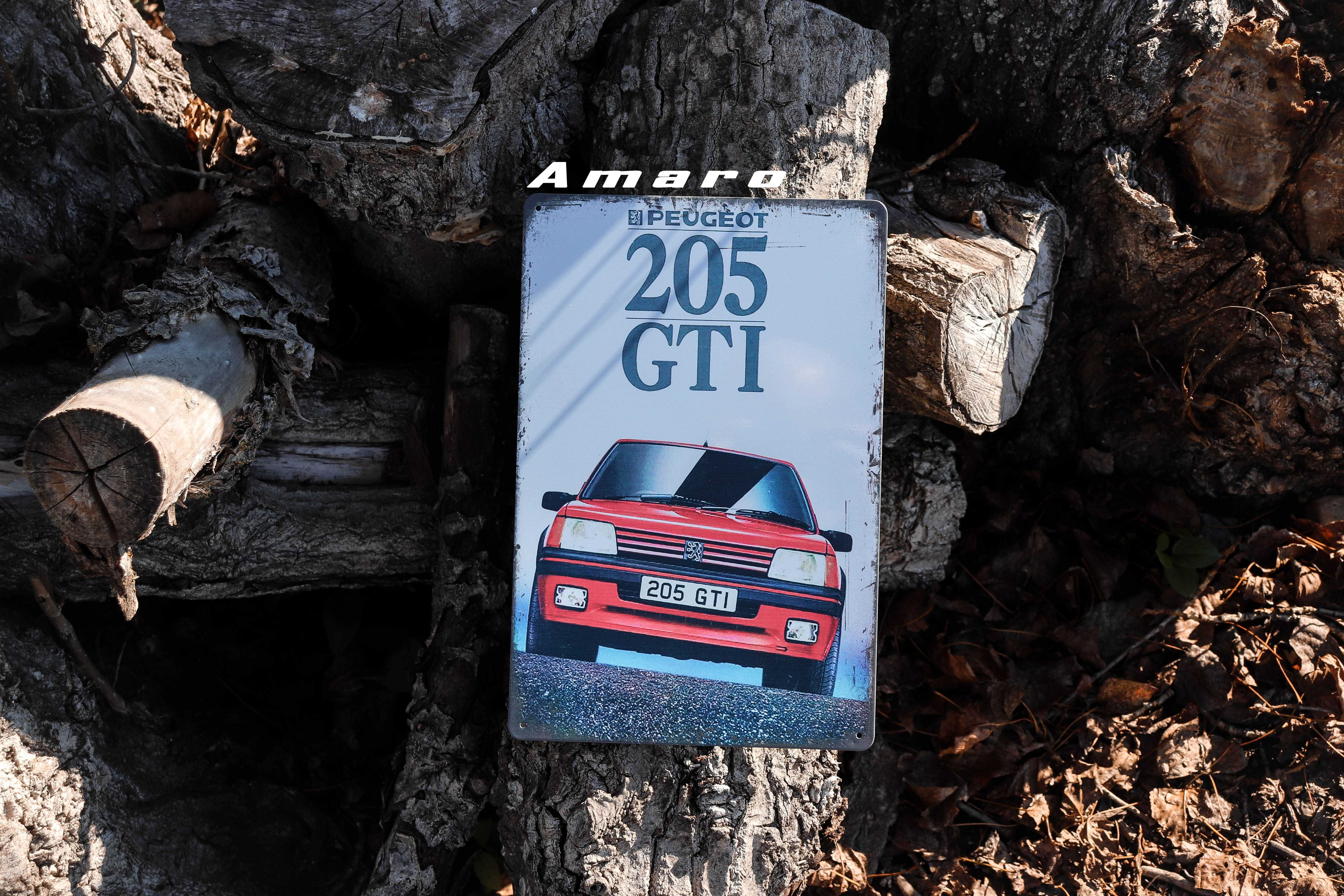 Placa/Chapa de Metal Vintage/Retro Peugeot 205 1.6/1.9 GTI|NOVA