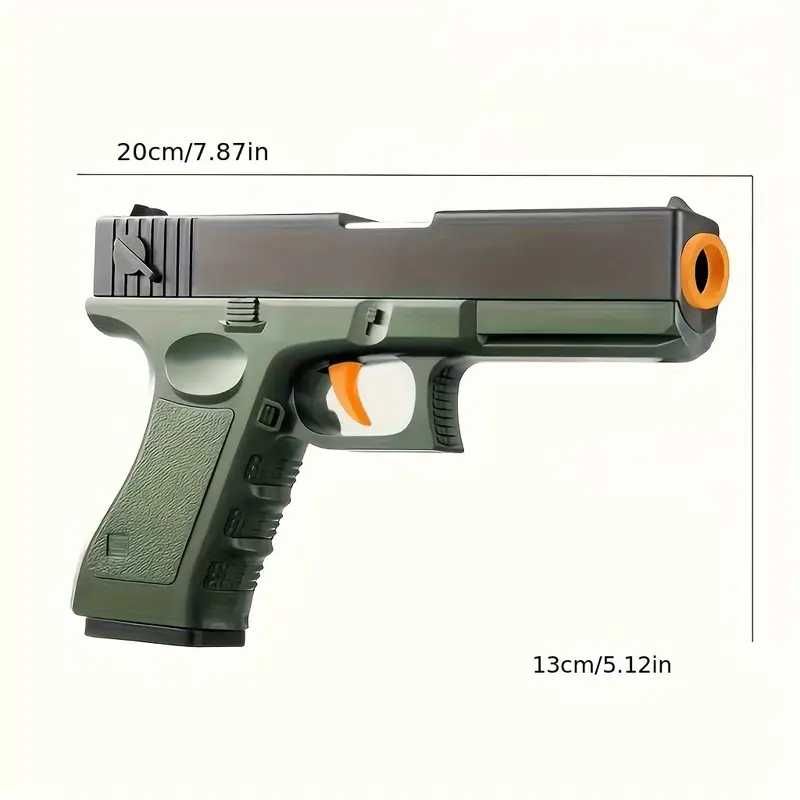 Pistolet zabawkowy z mechanizmem odciągania i z łuskami.
