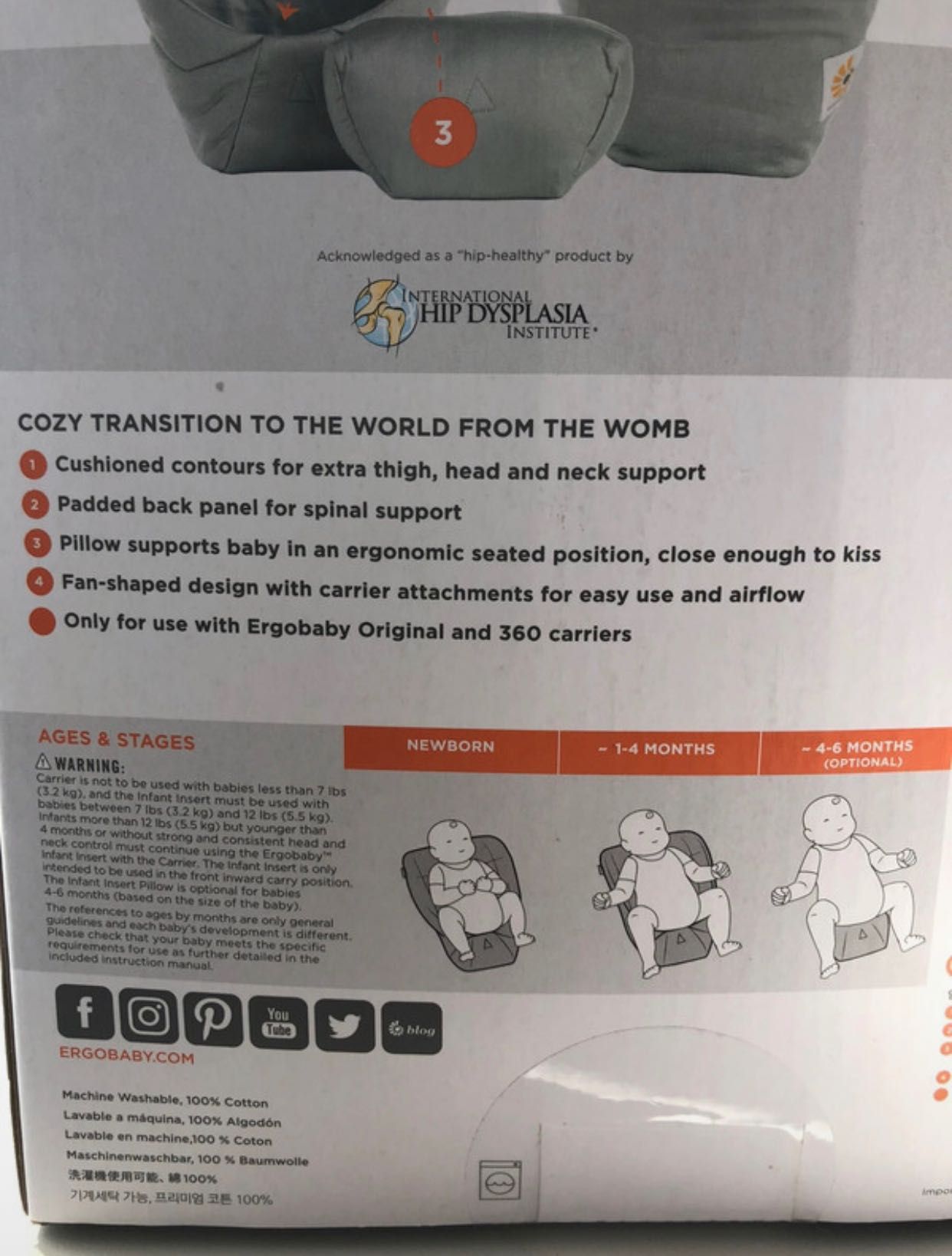 Almofada Ergobaby bebé para Marsupio