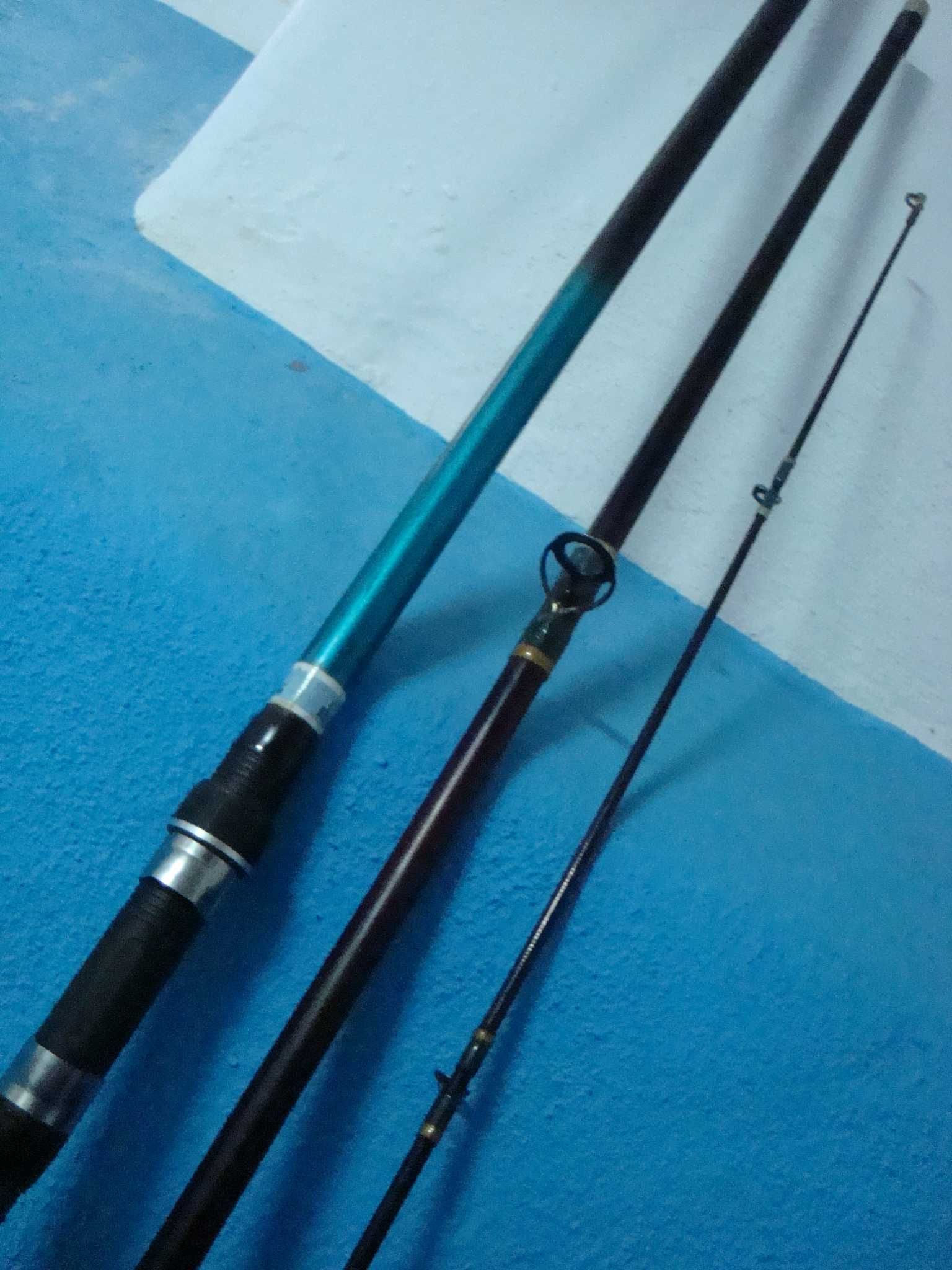 3 Canas   de  pesca   surf- casting + 4  carretes