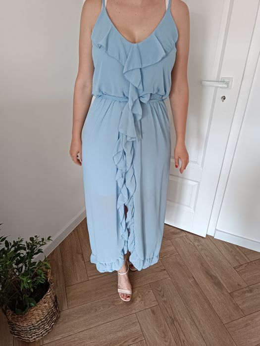 Nowa błękitna sukienka koktajlowa damska