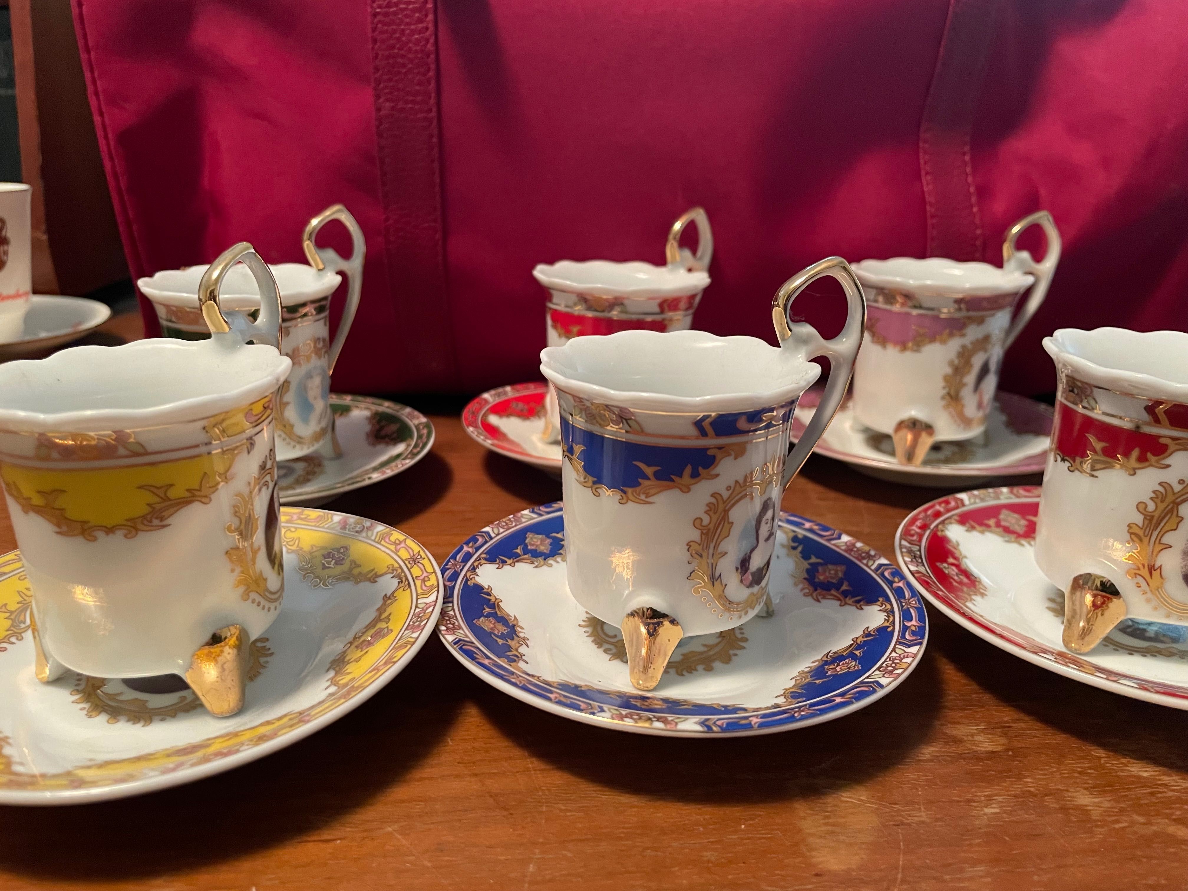 Zestaw filiżanek do espresso 6 sztuk z podstawkami. Retro. Kolekcja