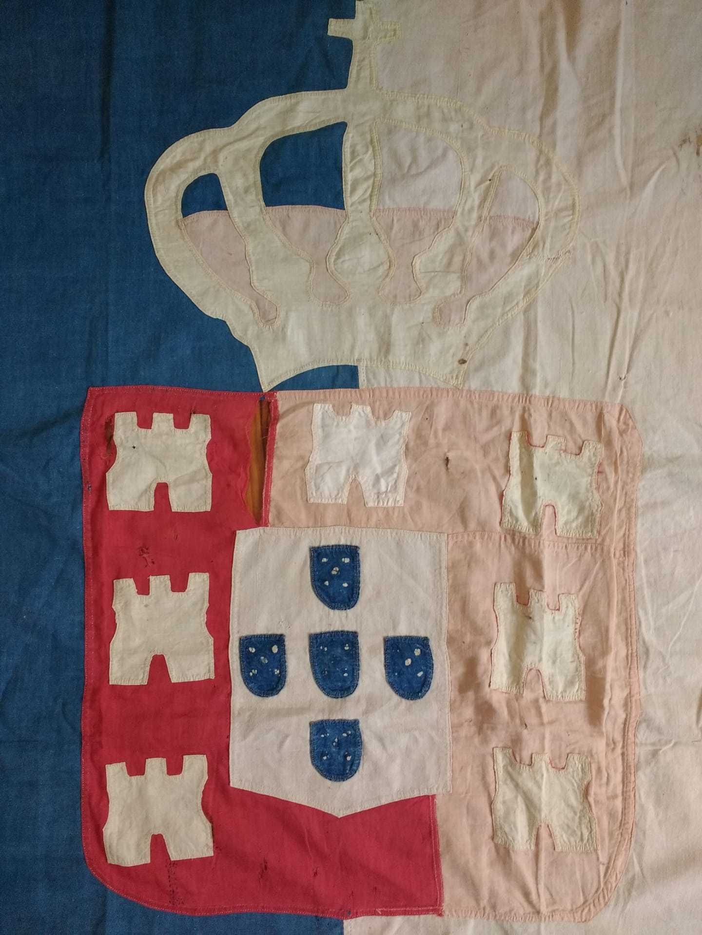 Bandeira de Portugal, monarquia, século XIX, original, de linho