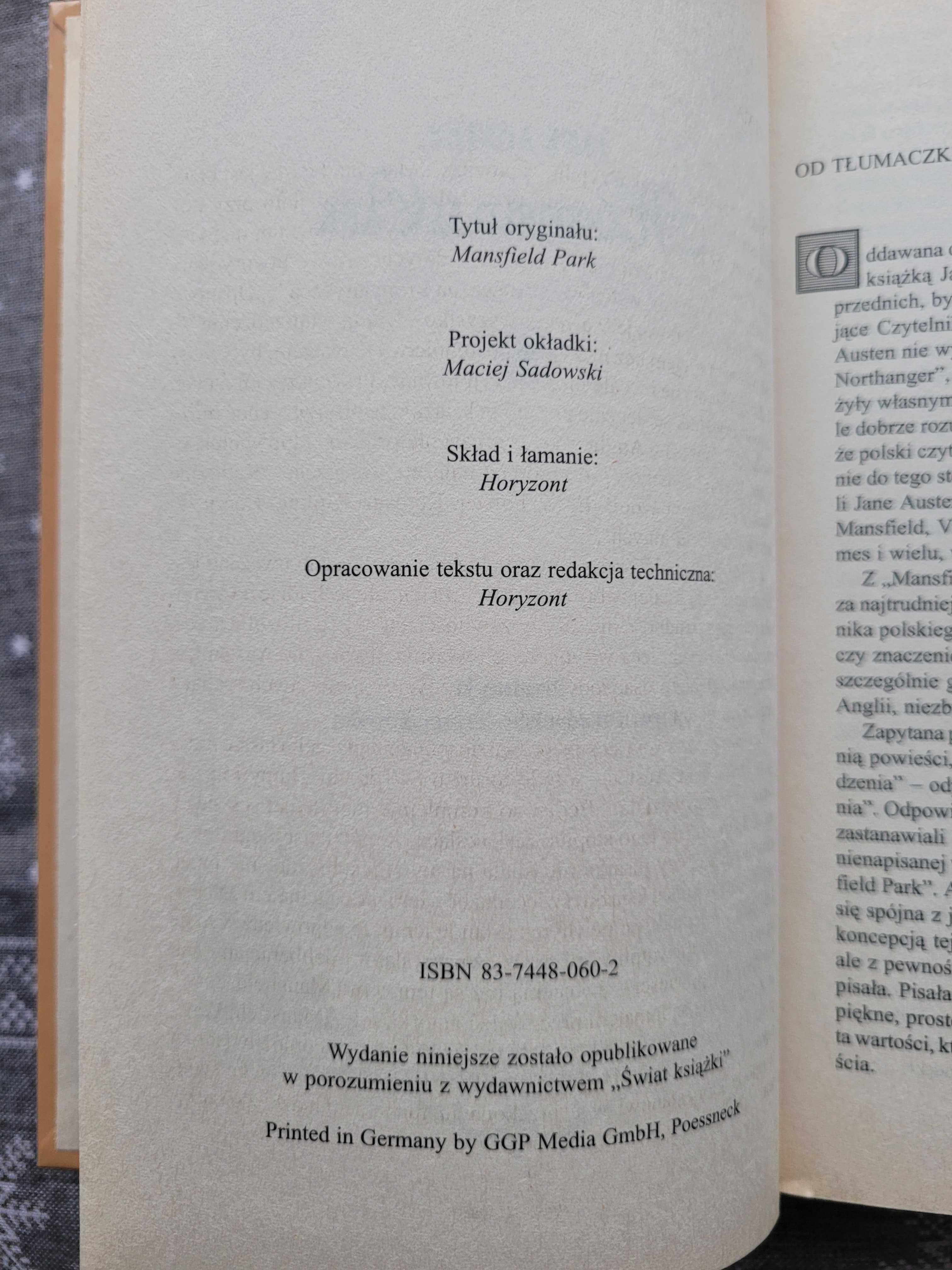 Książka Mansfield Park  Jane Austen