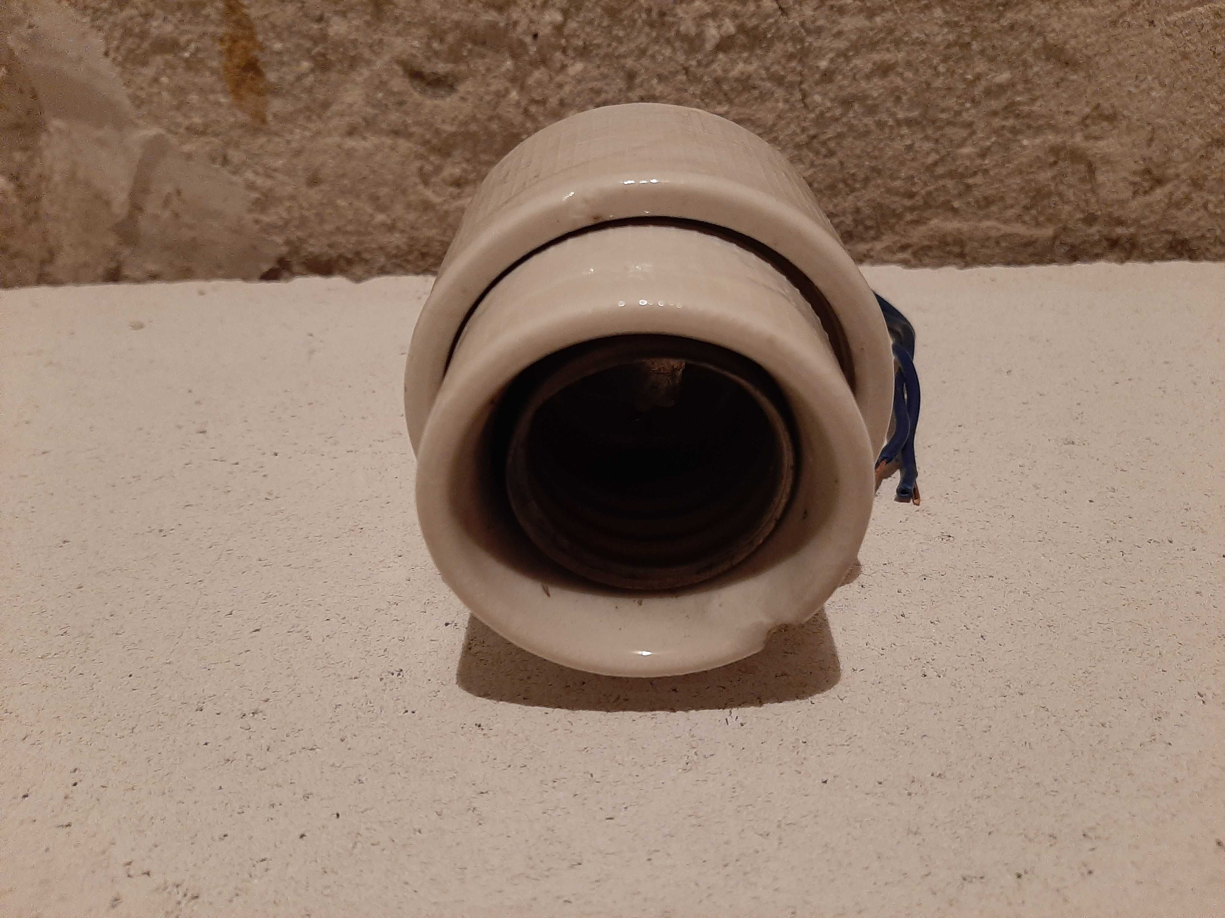 Oprawka ceramiczna żarówki E40 stara PRL loft industrial design duża