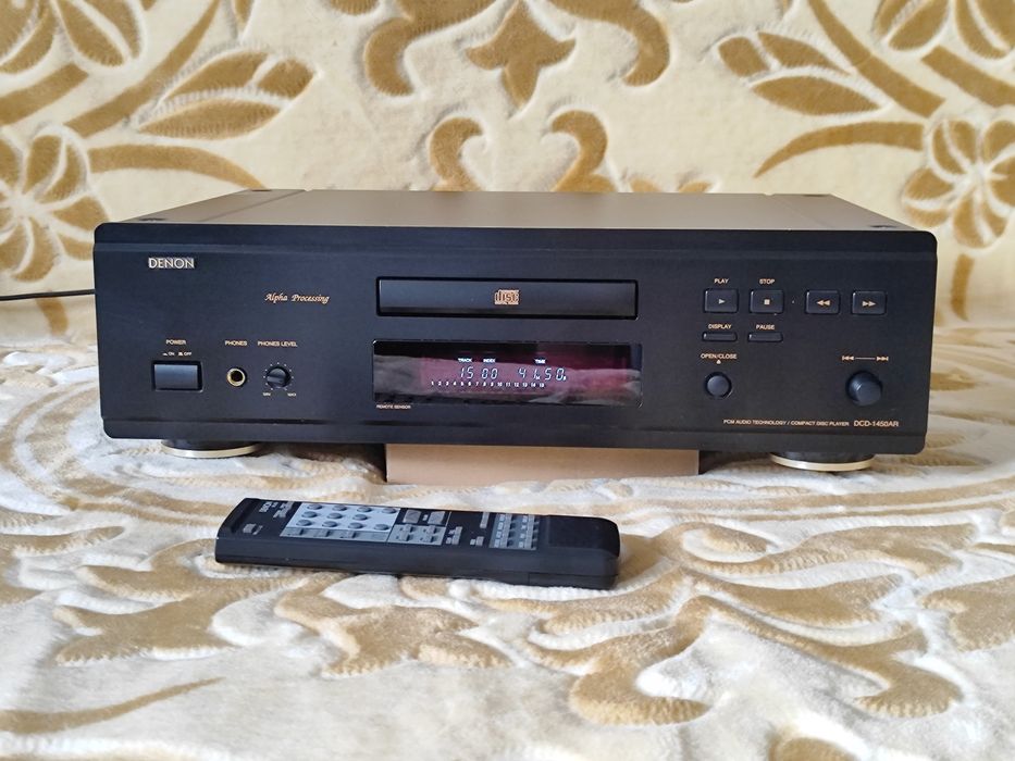 Piekny DENON DCD-1450AR +pilot odtwarzacz CD czarny złoty stan idealny