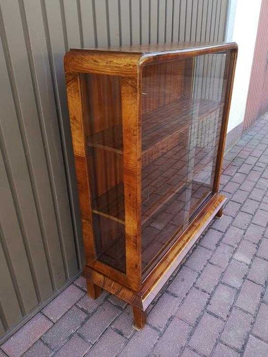 Witryna Serwantka Biblioteka ART-DECO Orzech Stara Antyk Po Renowacji.