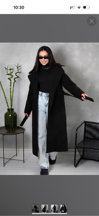 Патьто жіноче чорне з поясом