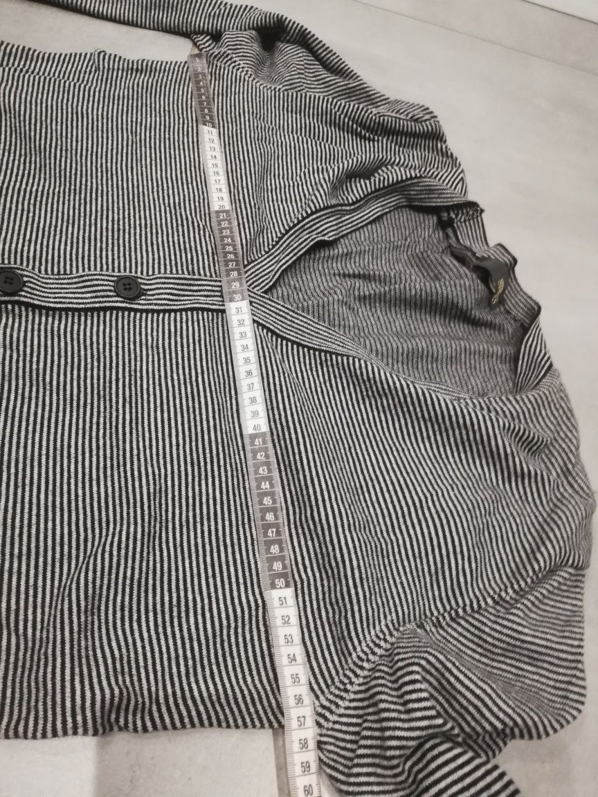 R. XL XXL męski sweter kardigan zapinany czarno biały w paseczki