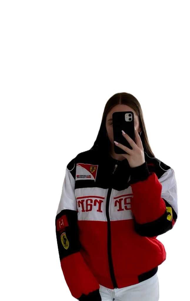 Kurtka Ferrari Vintage F1 Wyścigowa Bomberka Biała M L XL