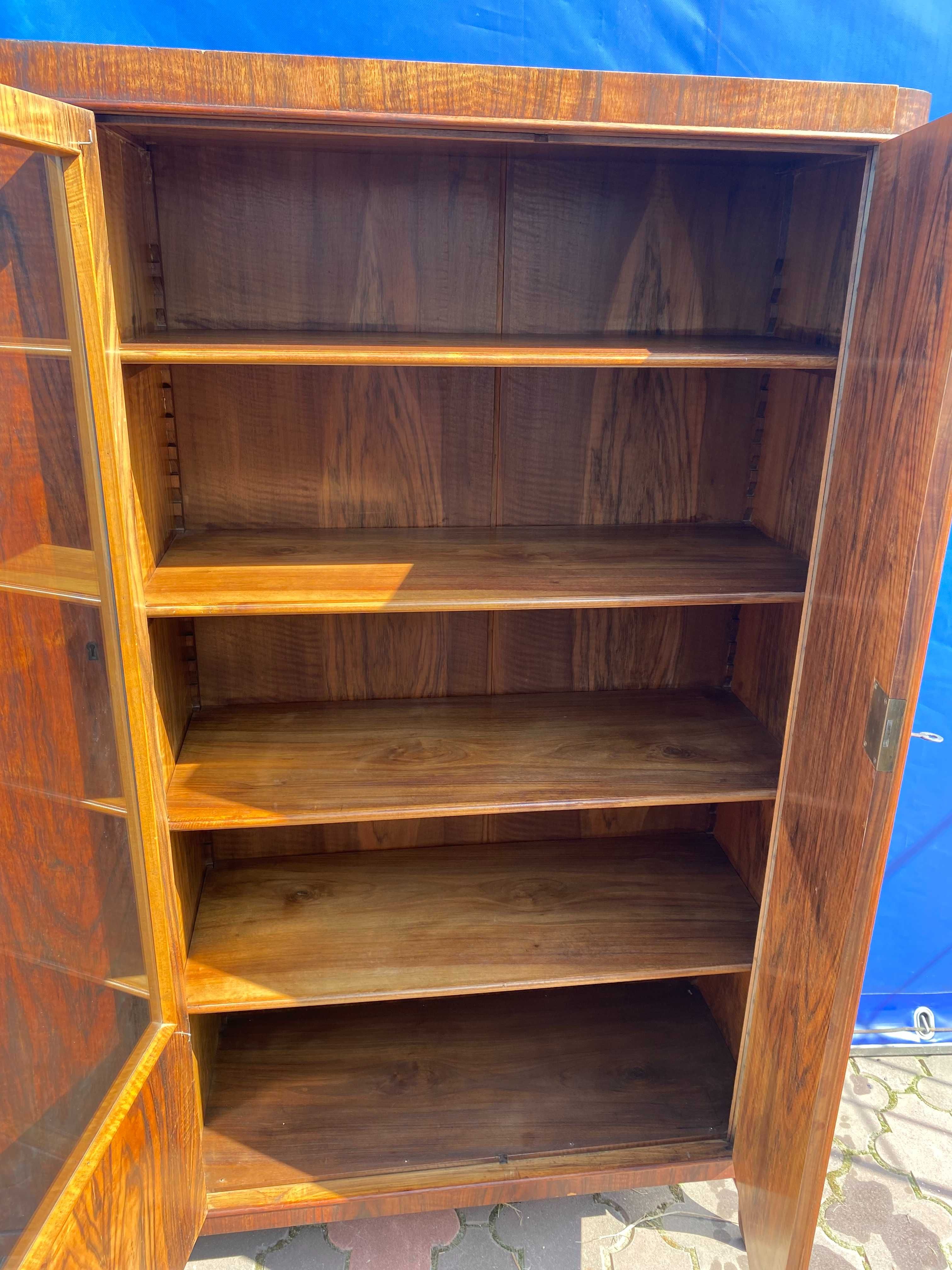 Witryna, biblioteka ludwikowska z drewna tekowego