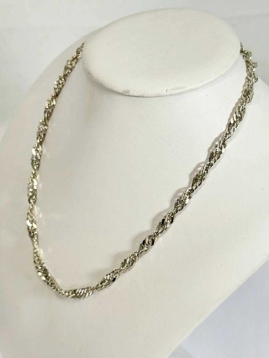 SC015 elegancki męski łańcuszek ze srebra próby 925 o splocie singapur