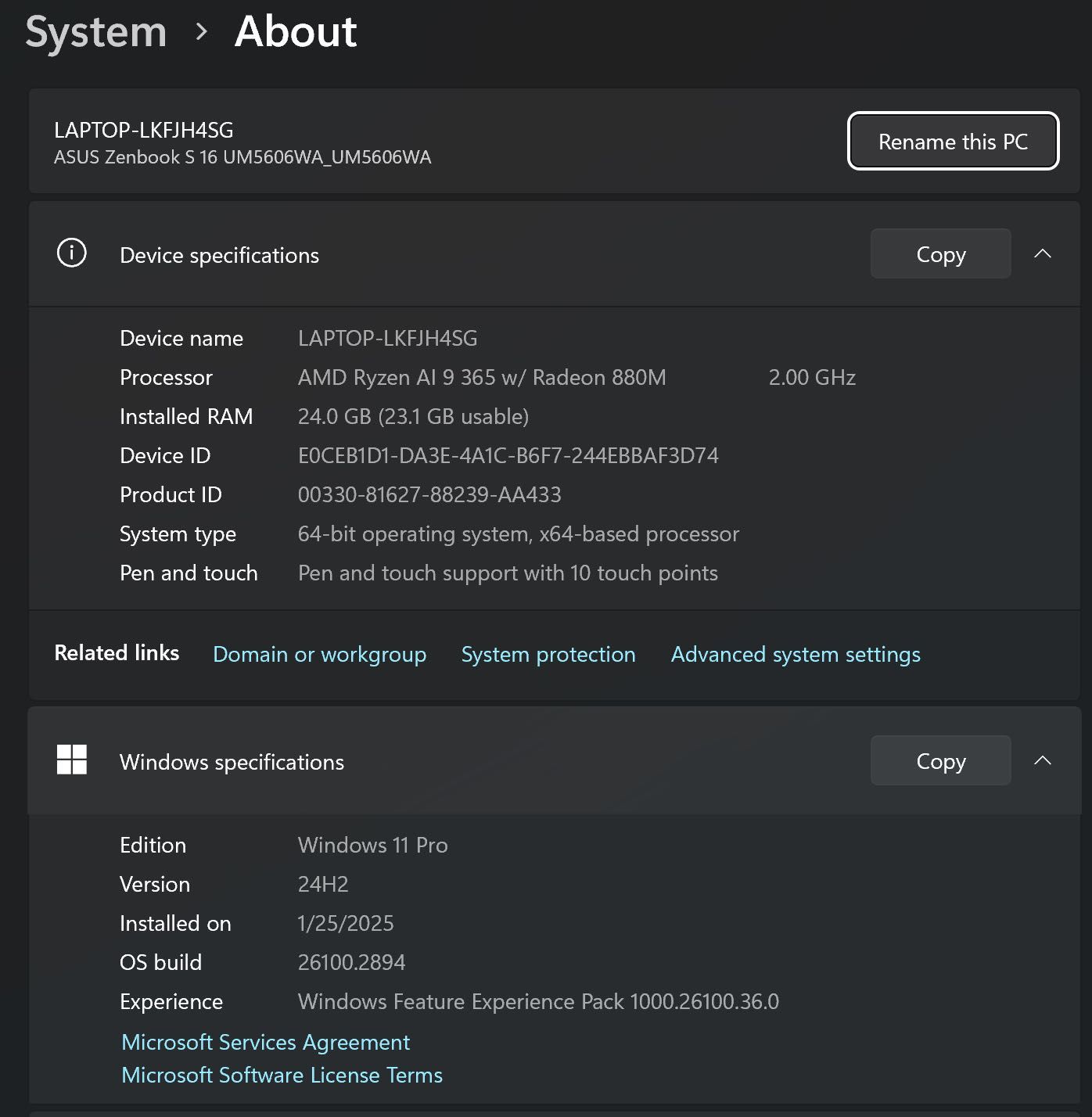 ASUS Zenbook S 16 AMD AI 9 365/24 Ram/ 1 TB/ 3K OLED/ Radeon 880M
