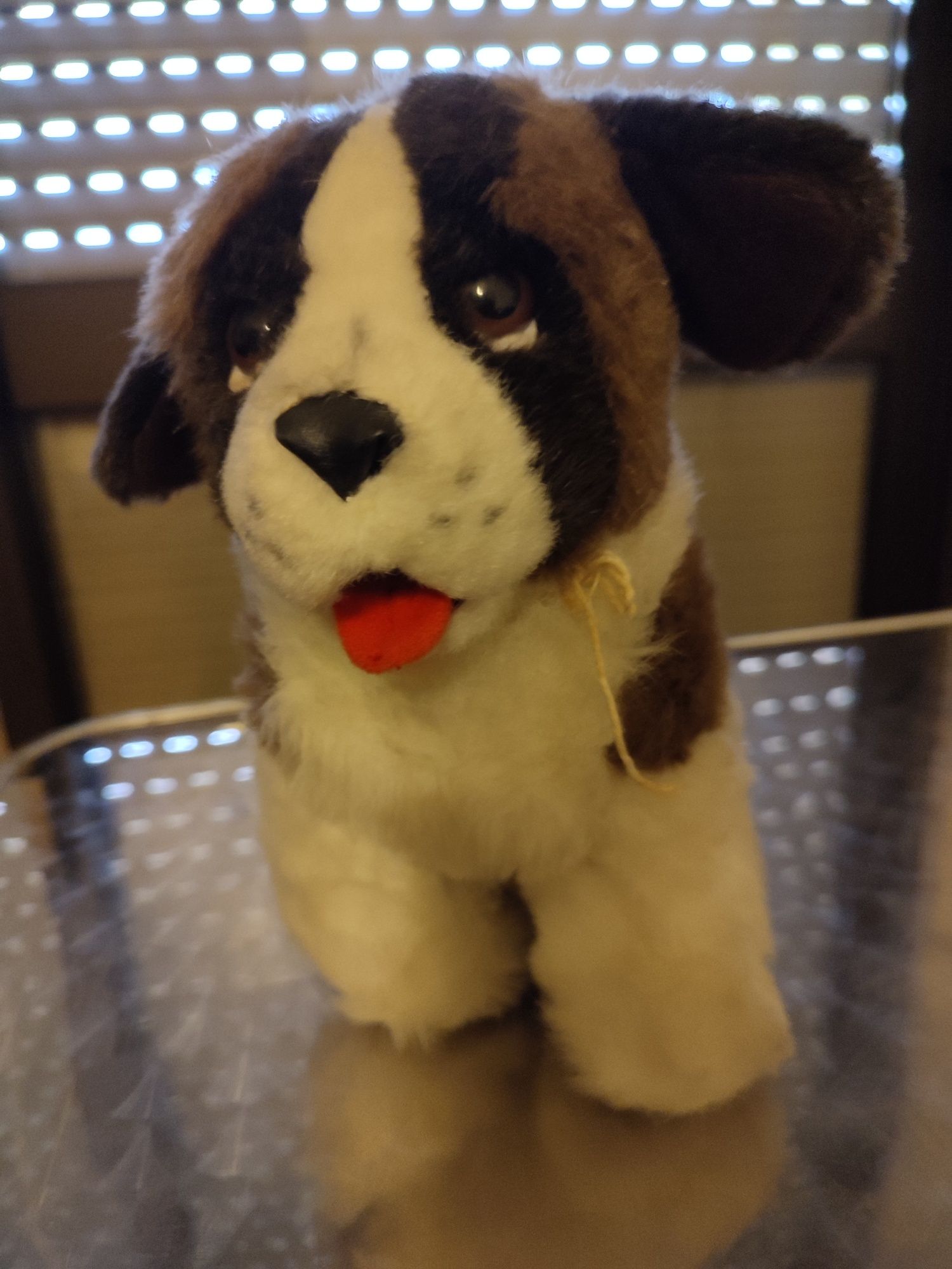 Cão de peluche antigo e novo