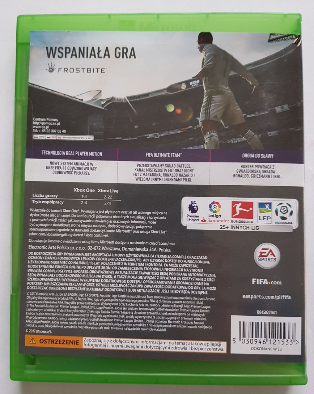FIFA18 ekstraklasa (gra na konsolę XBOX ONE)
