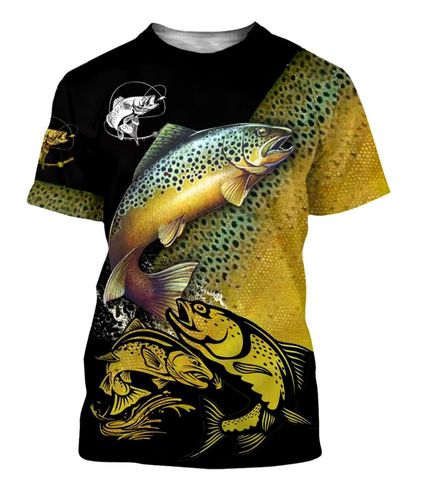 Męski T-Shirt z Nadrukiem 3D Prezent dla Wędkarza na Ryby - 3XL