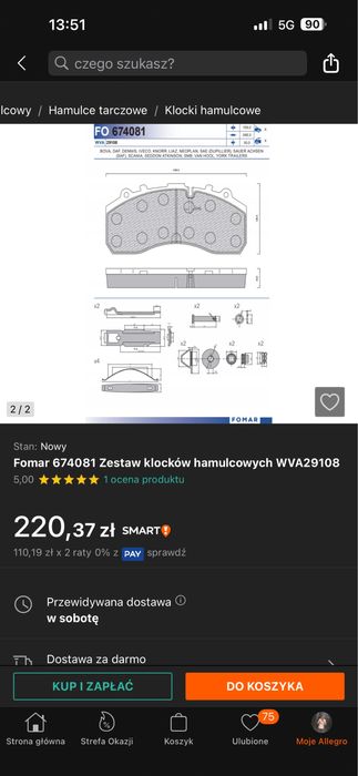 Sprzedam nowe klocki hamulcowe FO 674081