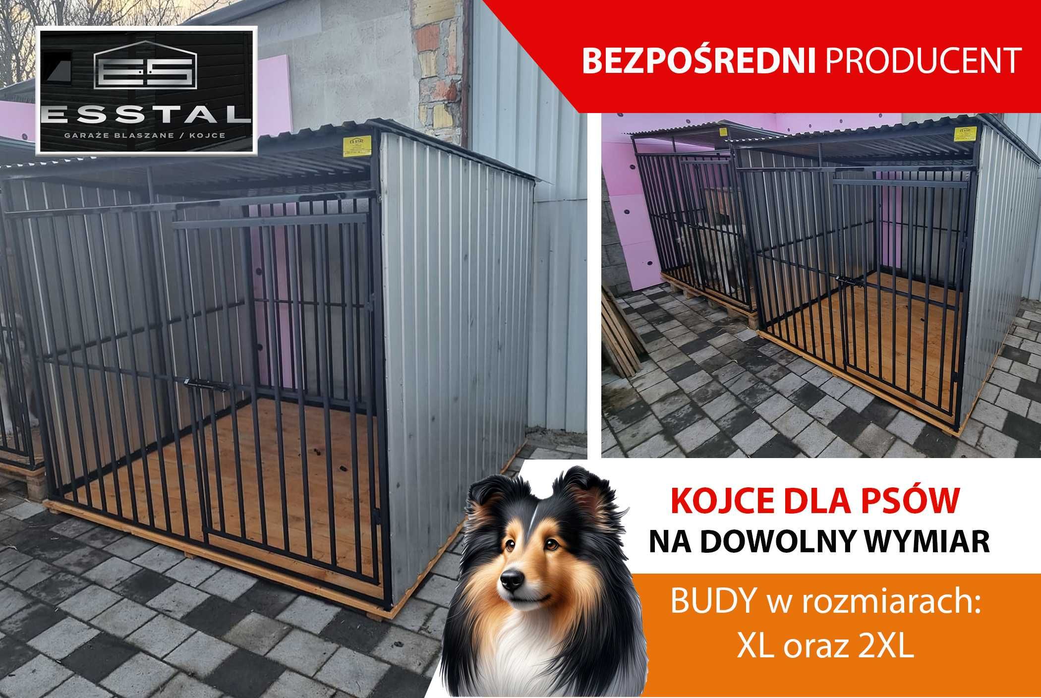 Kojec dla Psa 2x2 - ściany BOCZNE Z BLACHY OCYNK - ESSTAL