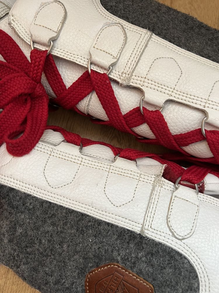 Buty skórzane wysokie kozaki ociepane wiązane tommy hilfiger
