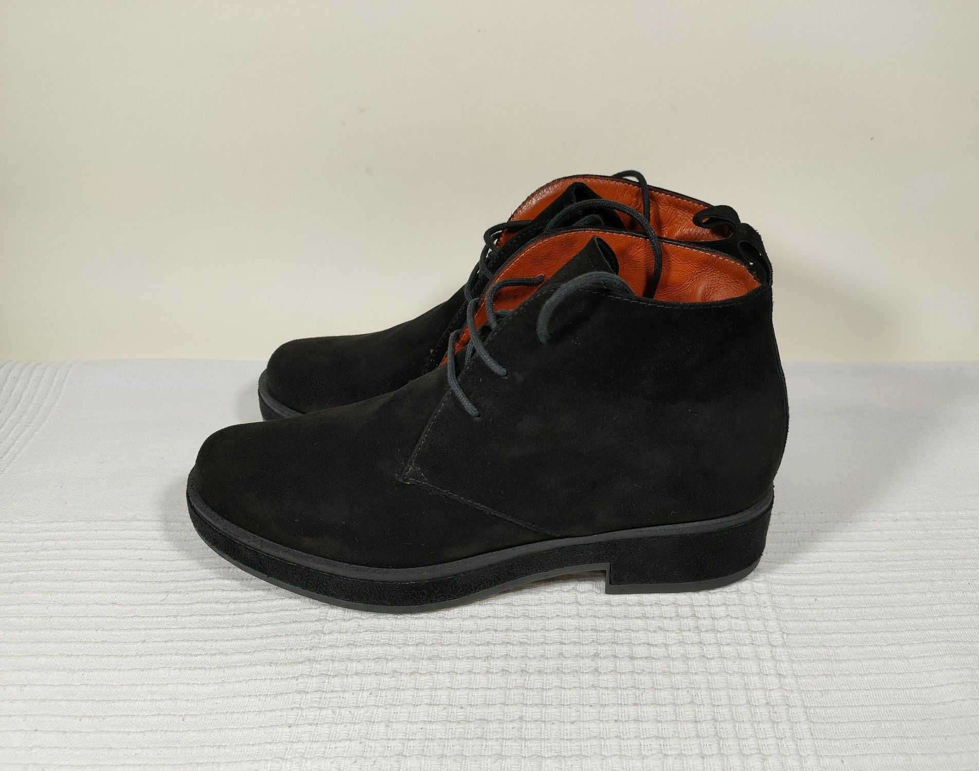 Buty botki Elizabeth Stuart skórzane sznurowane czarne  37 24cm 24,5cm