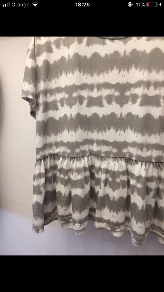 Koszulka t-shirt tie die z falbanką krótki rękaw primark XS/S