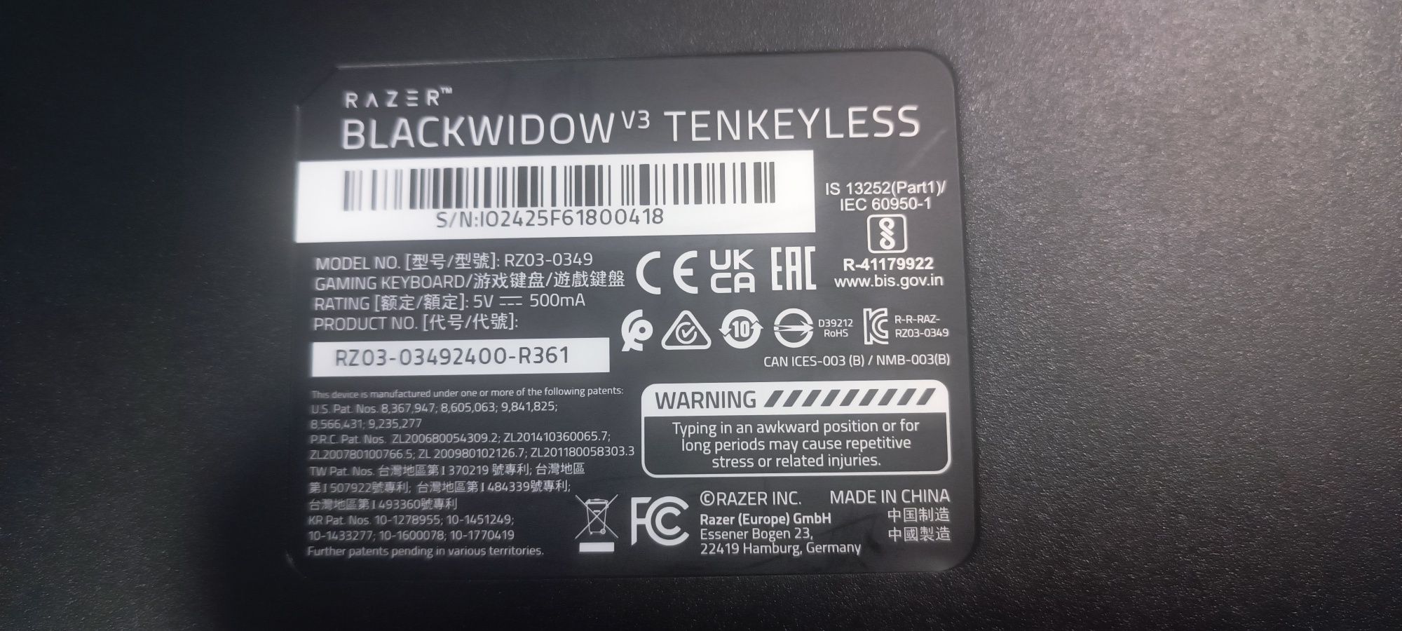 Teclado Gaming Razor Blackwidow V3