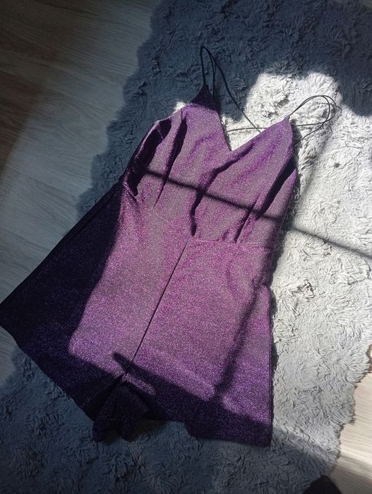Damski Kombinezon Terranova brokatowy fiolet