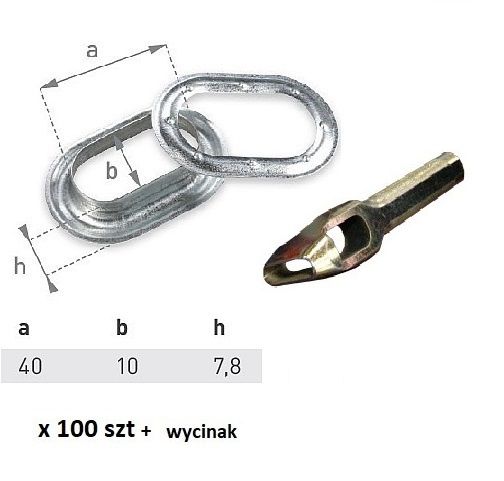 Oczka owalne 40x10 100szt + wycinak