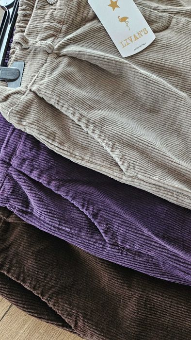 Spodnie damskie LIVANS sztruksowe szare balloon cygaretki uni