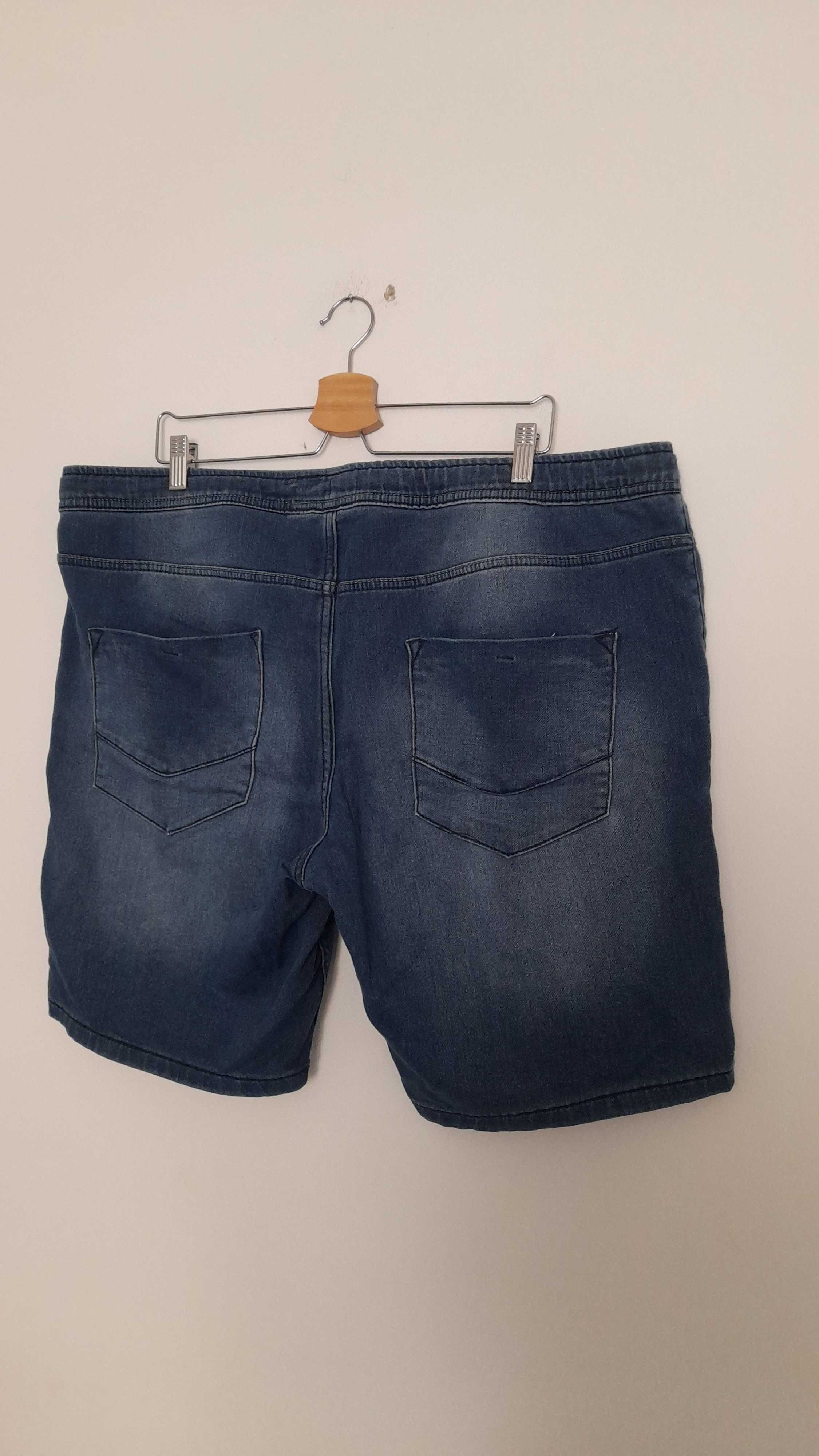 Niebieskie elastyczne spodenki męskie ala jeansowe bawełniane 52