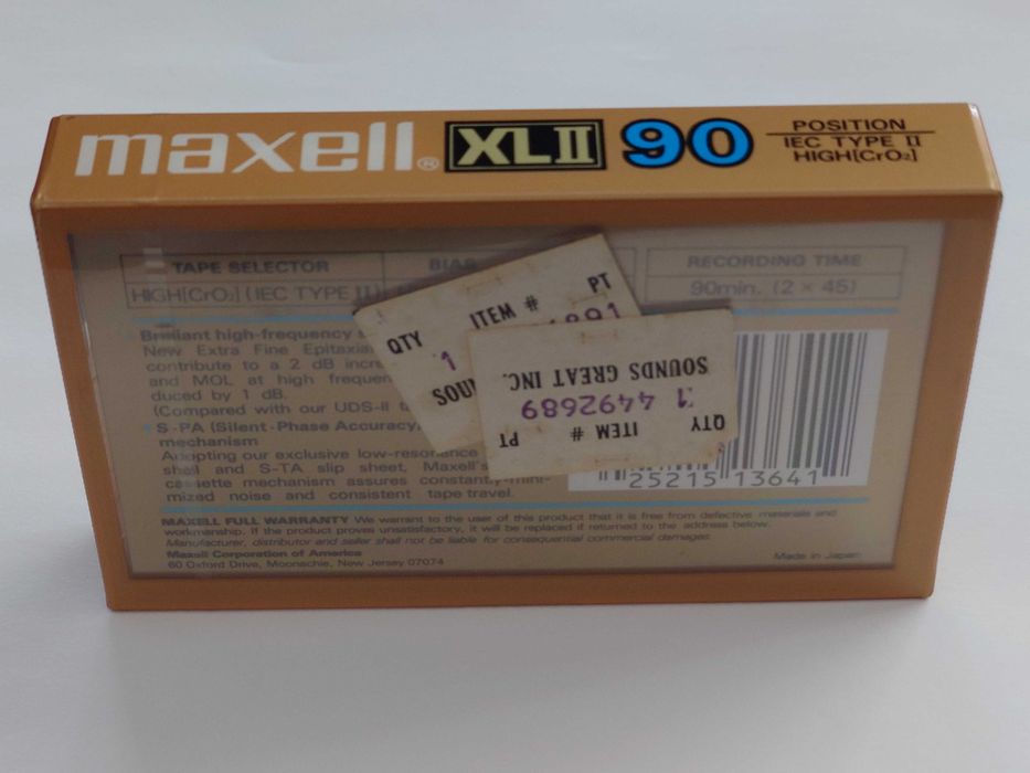 Maxell XLII 90 model na rok 1984 rynek Amerykański