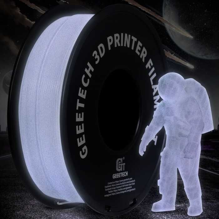 3д пластик Geeetech Luminous White pla 1.75mm 1kg, світиться в темряві