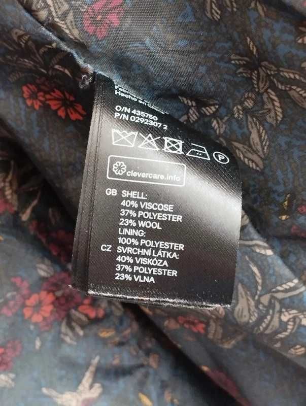 Brązowa wełniana marynarka żakiet  H&M M/38/10 jednorzędowa w kratę