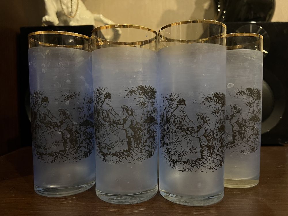 Чешские стаканы с позолотой 6 шт