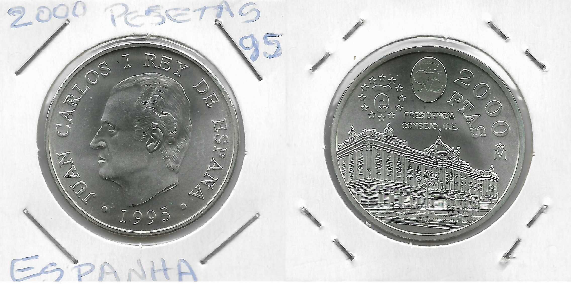 Espanha. 2.000 Pesetas em Prata. 8 Moedas. Anos seguidos.