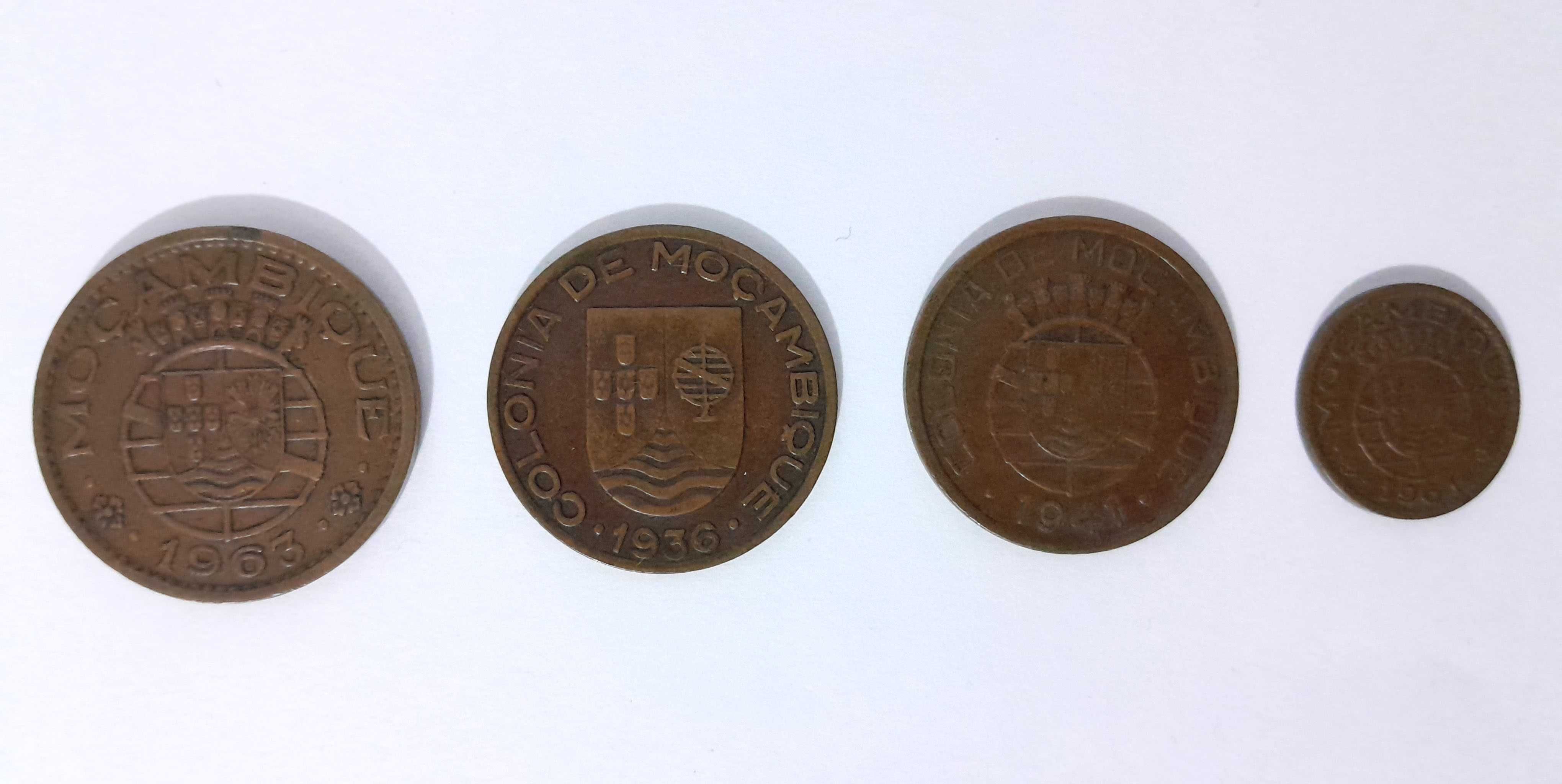 Lote de 4 Moedas antigas de Moçambique - 1936/1941/1961/1963