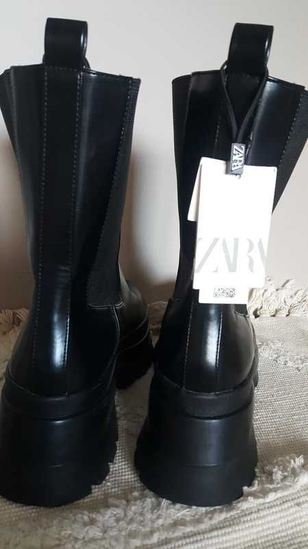 Nowe z metką botki Zara z ekoskóry